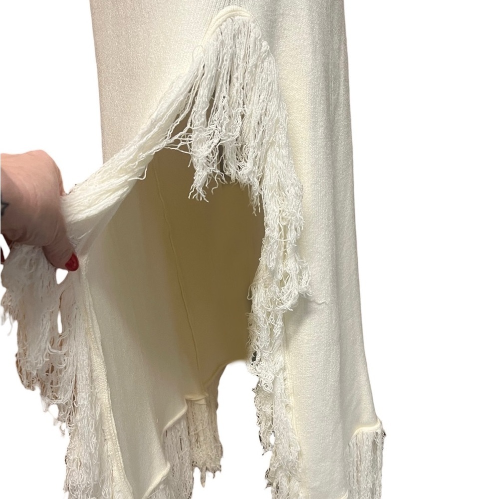 Shop Neighbor Large Cream Fringe Western Boho Style 2 Piece Skirt Turtleneck Set - Picture 7 of 12